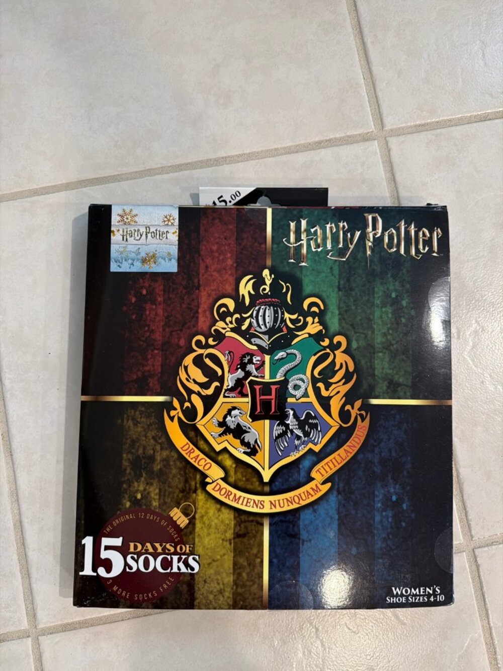Harry Potter 15 Days of Socks Advent Calendar Women's Shoe Sizes 4-10 New